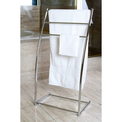 Kingston Brass Pedestal Chrome Iron Towel Rack - silver