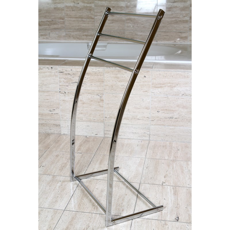 Kingston Brass Pedestal Chrome Iron Towel Rack - silver