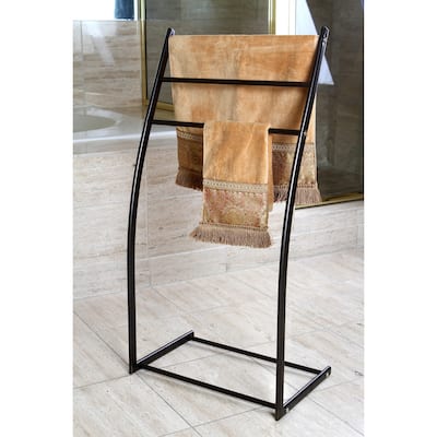Kingston Brass Oil Rubbed Bronze Pedestal Iron Construction Towel Rack