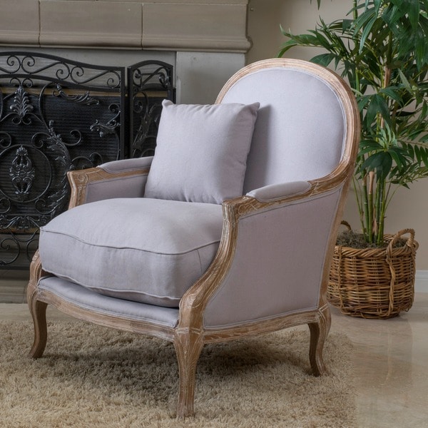 Shop MacArthur Weathered Oak Natural Fabric Arm Chair by Christopher ...