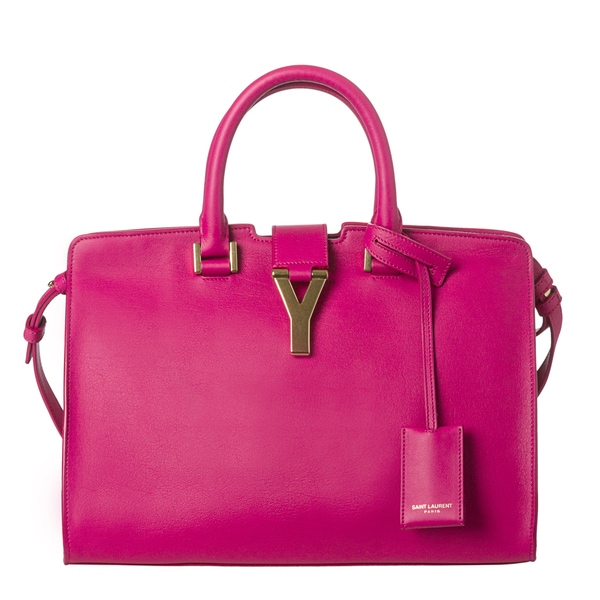 Saint Laurent Small Y Cabas Fuchsia Leather Bag