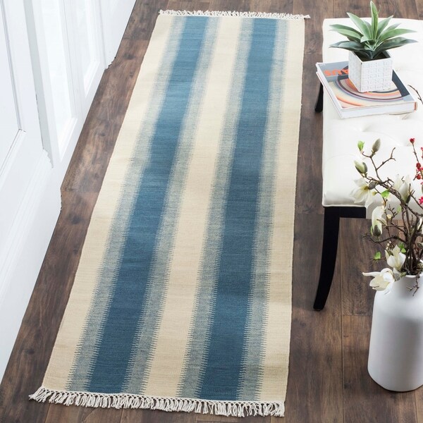 Shop Safavieh Handwoven Southwestern Kilim Blue/ Ivory Wool Rug 2'3