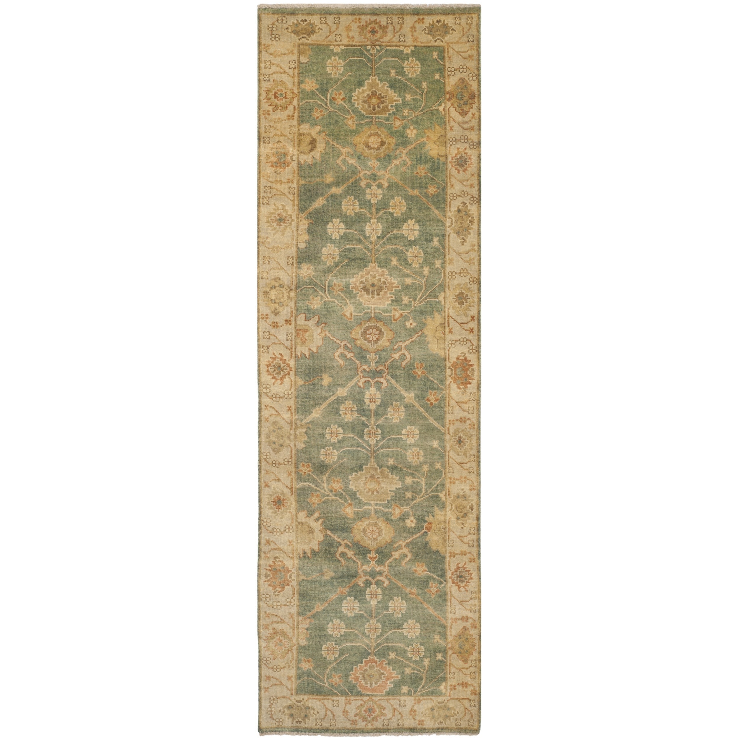 Safavieh Hand knotted Oushak Medium Blue/ Green Wool Rug (3 X 10)