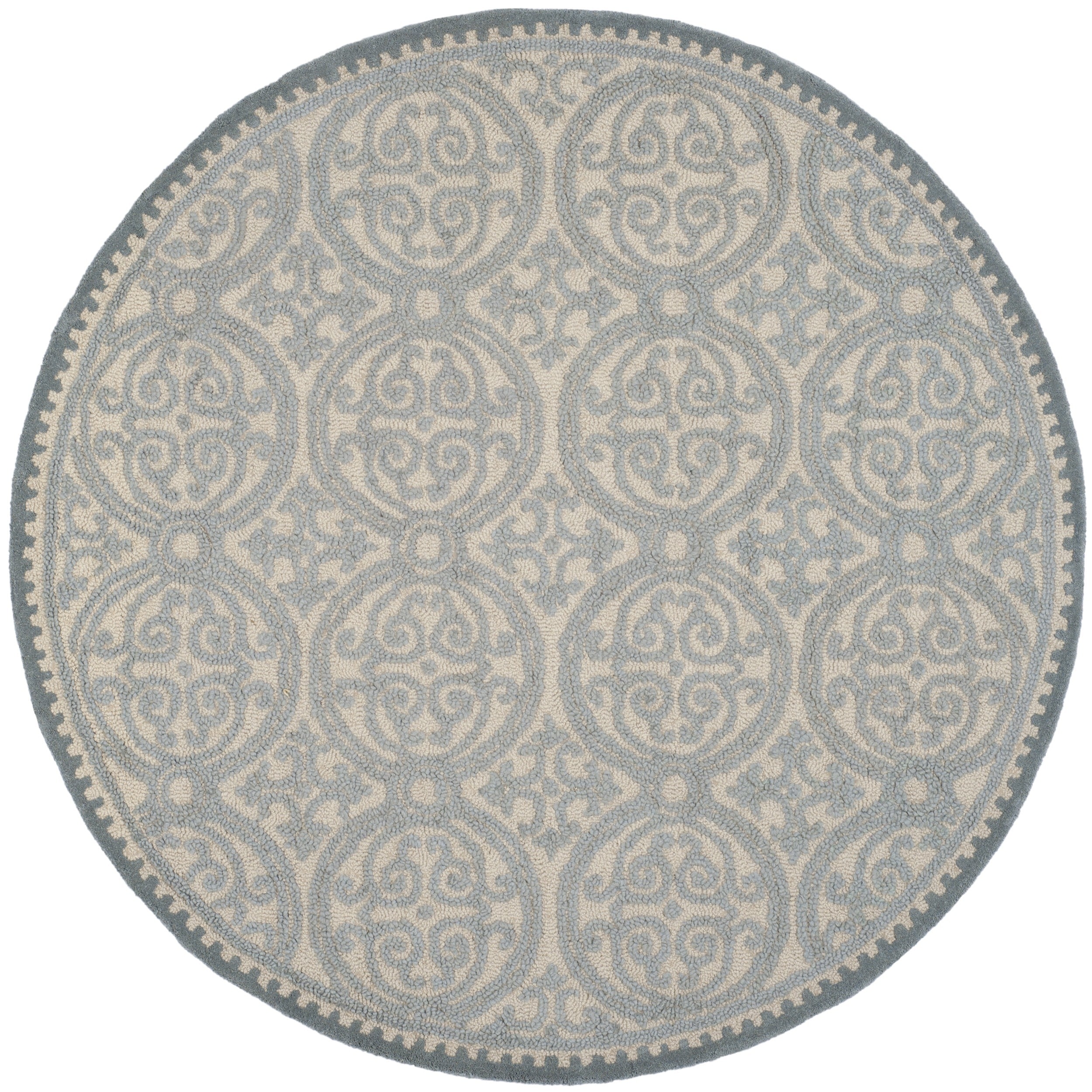 Safavieh Handmade Moroccan Cambridge Dusty Blue/ Cement Wool Rug (8 Round)