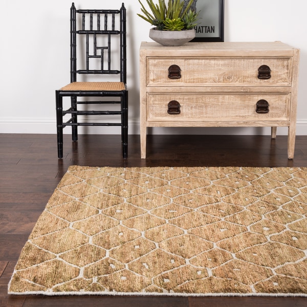 Hand-knotted Natural/ Taupe Transitional Wool/ Jute Area Rug - 8'6" x 11'6"