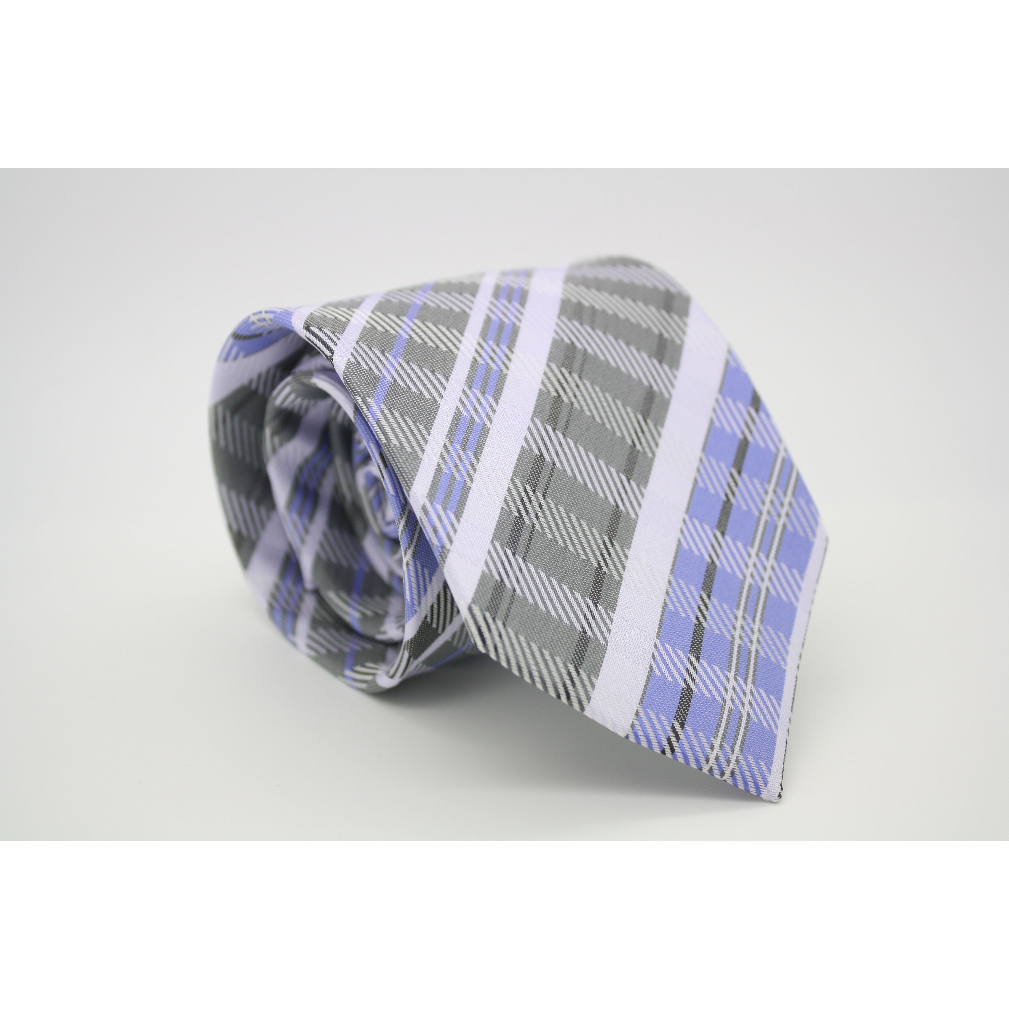 Ferrecci Classic Slim Pink Plaid Necktie With Matching Handkerchief  Tie Set