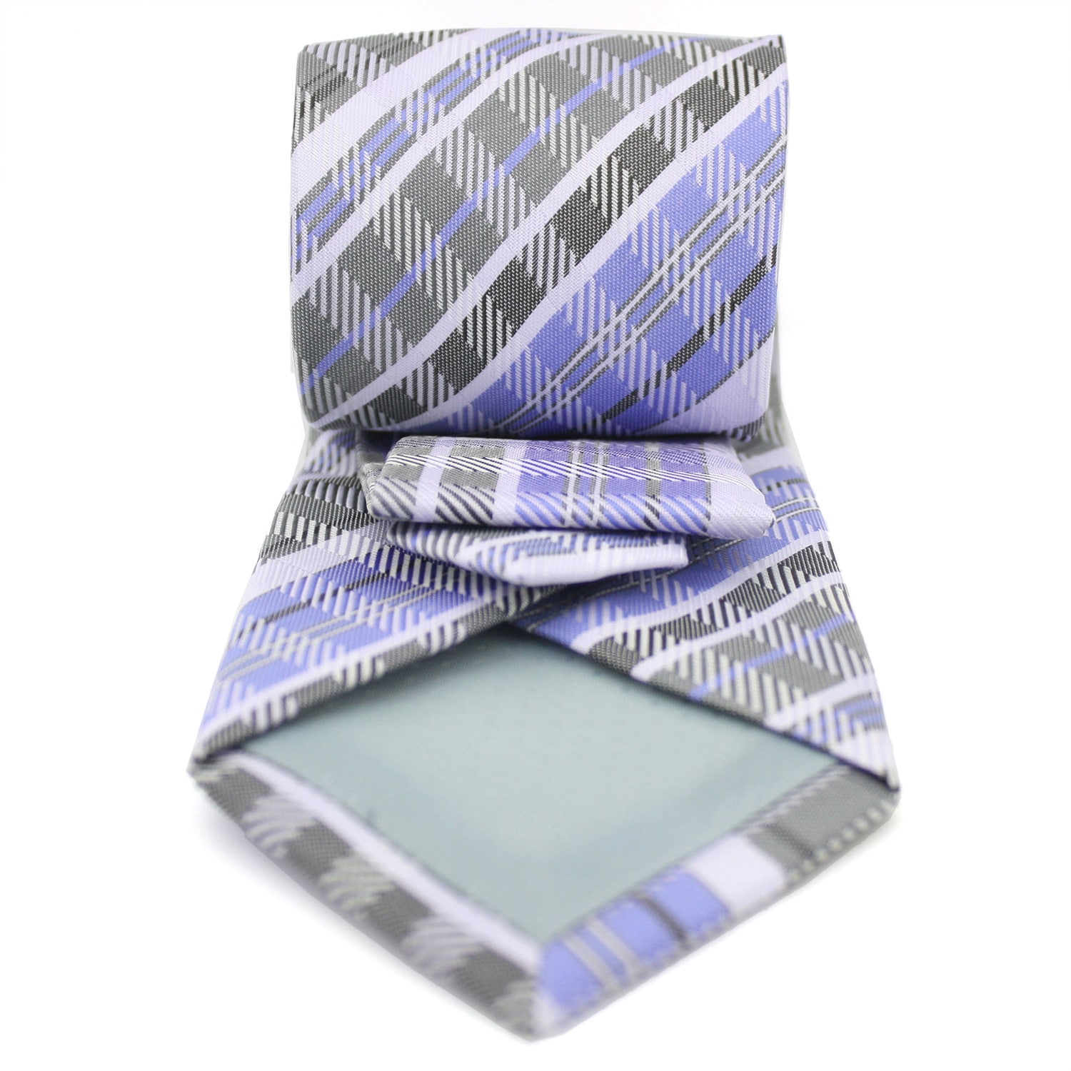 Ferrecci Classic Slim Purple Plaid Necktie With Matching Handkerchief   Tie Set