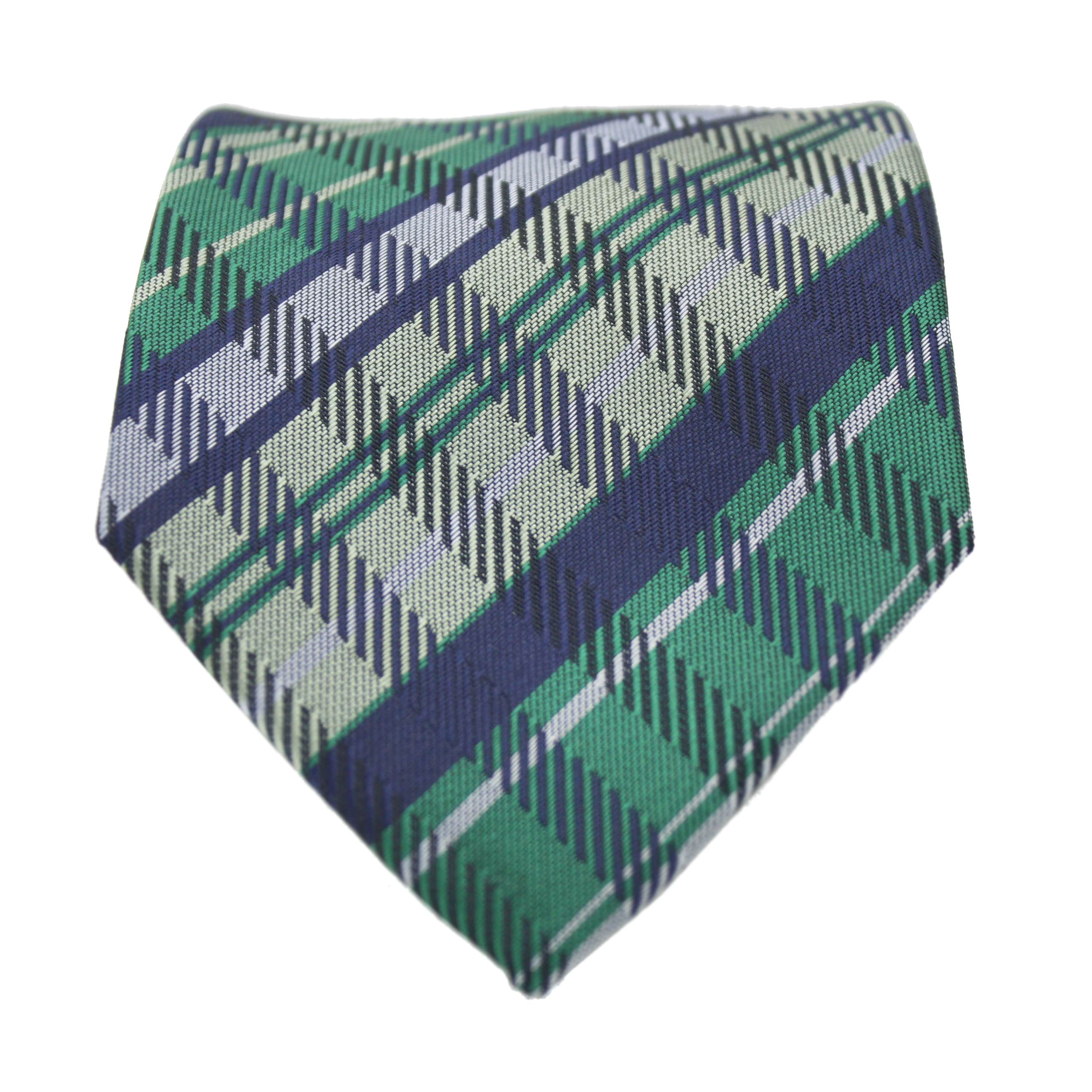 Ferrecci Slim Green And Blue Plaid Classic Necktie With Matching Handkerchief  Tie Set