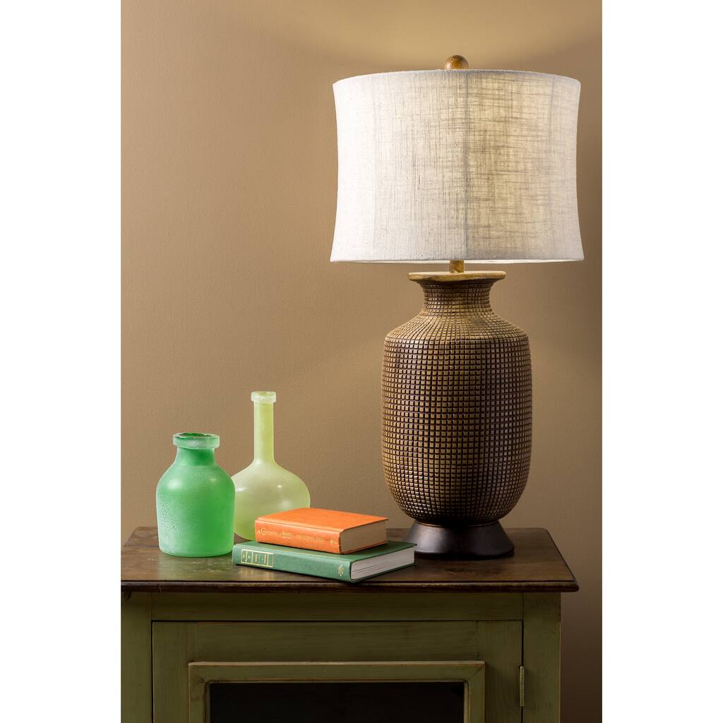 Oval Wood Finish Table Lamp