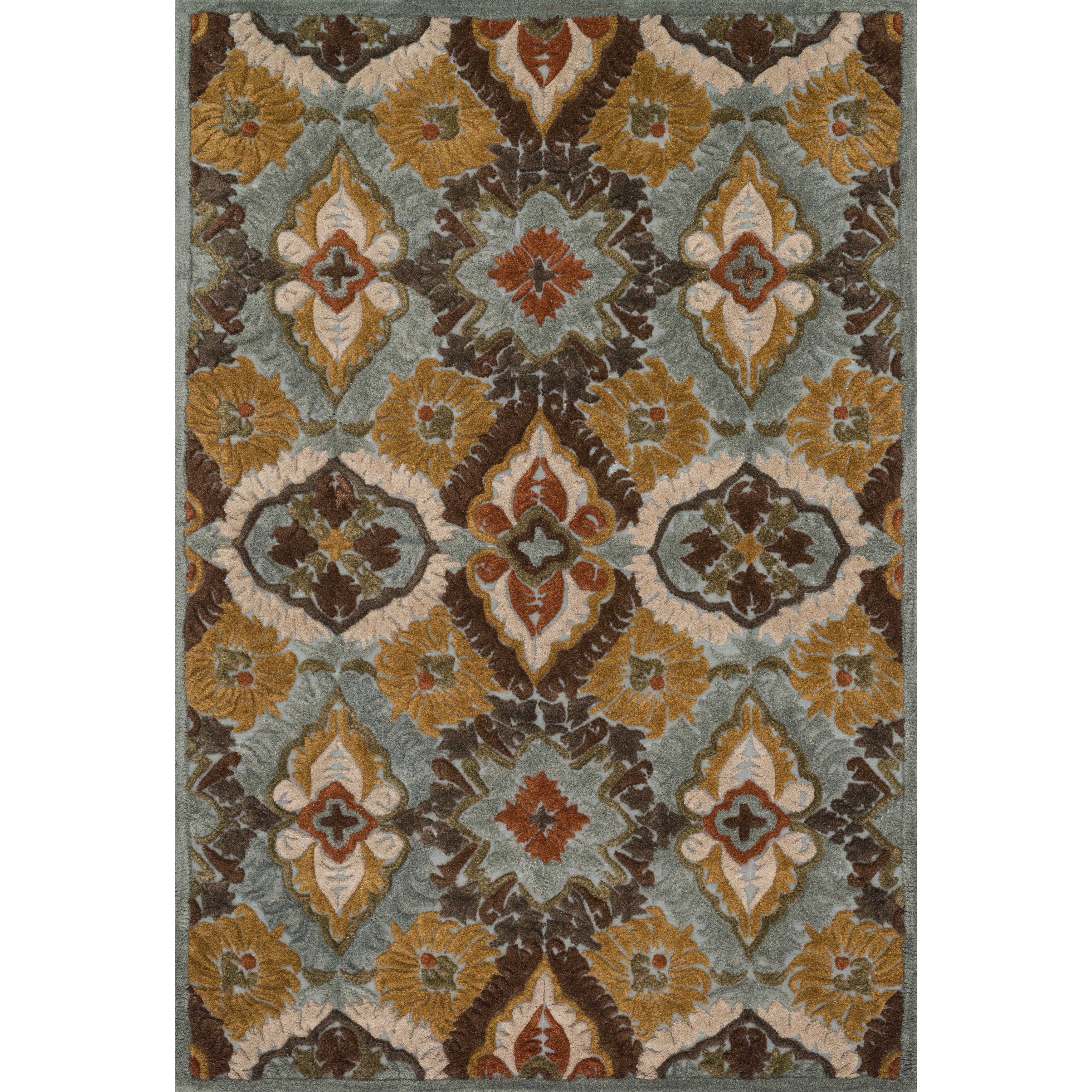 Hand tufted Edison Blue Wool Rug (50 X 76)