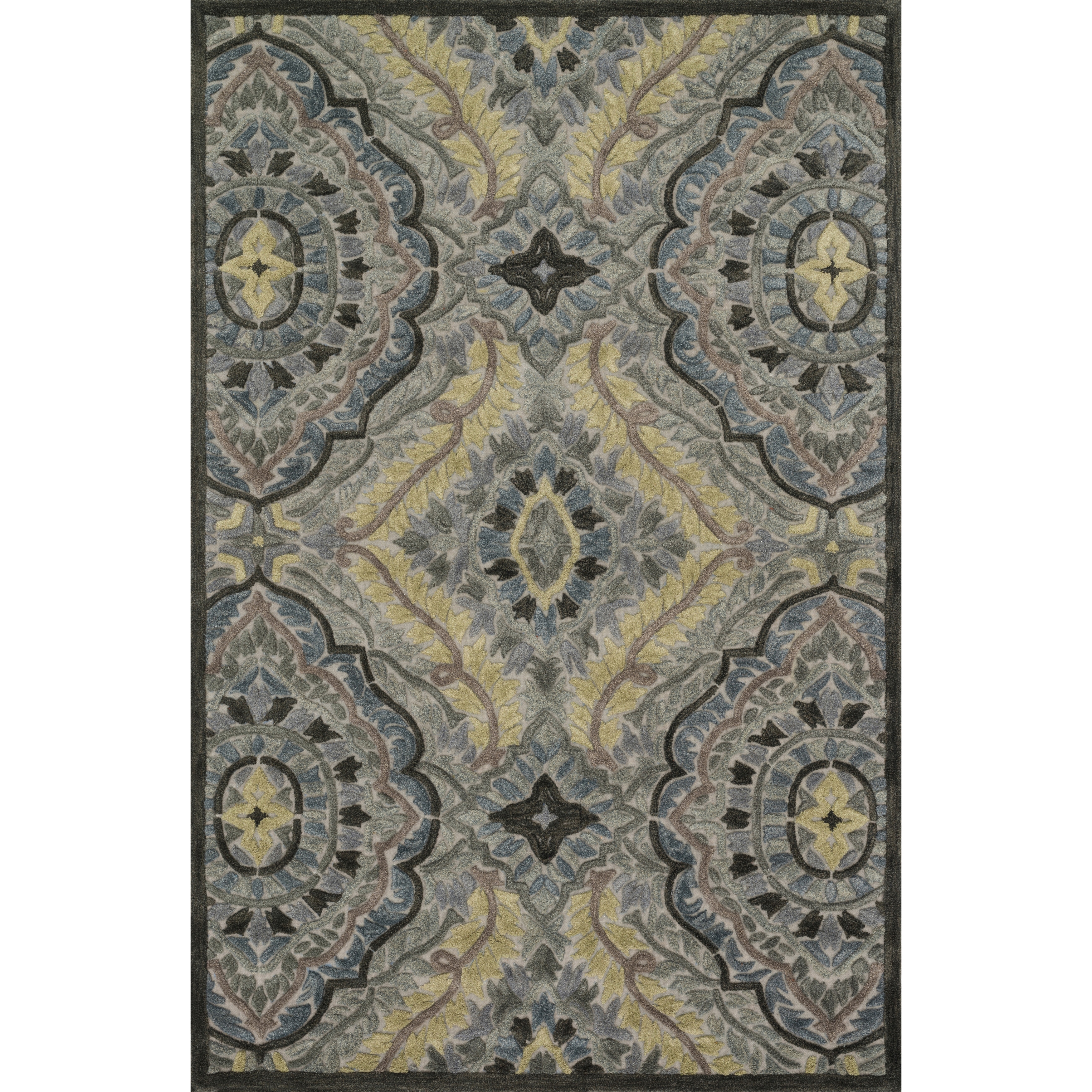 Hand tufted Edison Grey/ Multi Wool Rug (50 X 76)