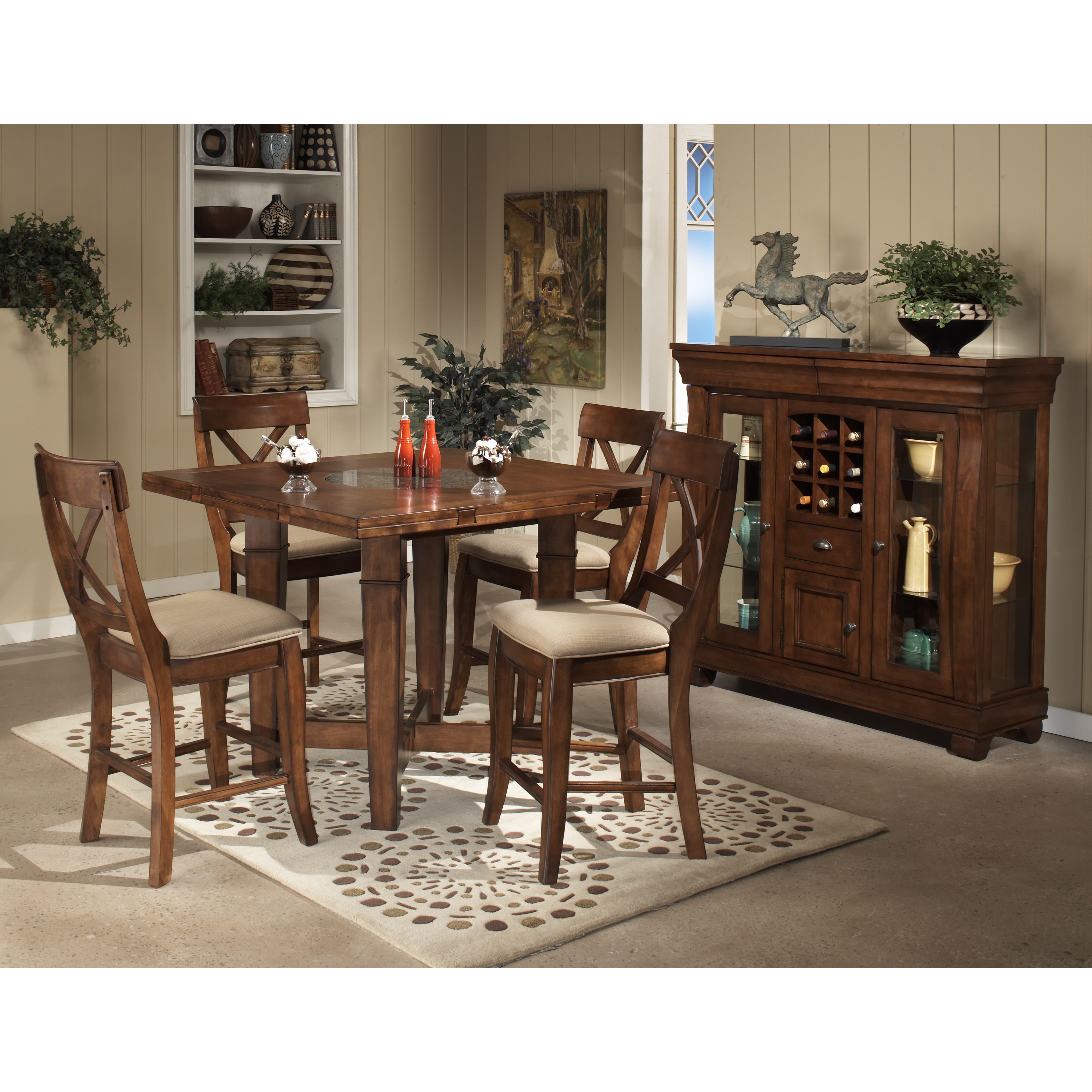 New Brand Verona Solid Birch Rustic 5 piece Gathering Set Brown Size 5 Piece Sets