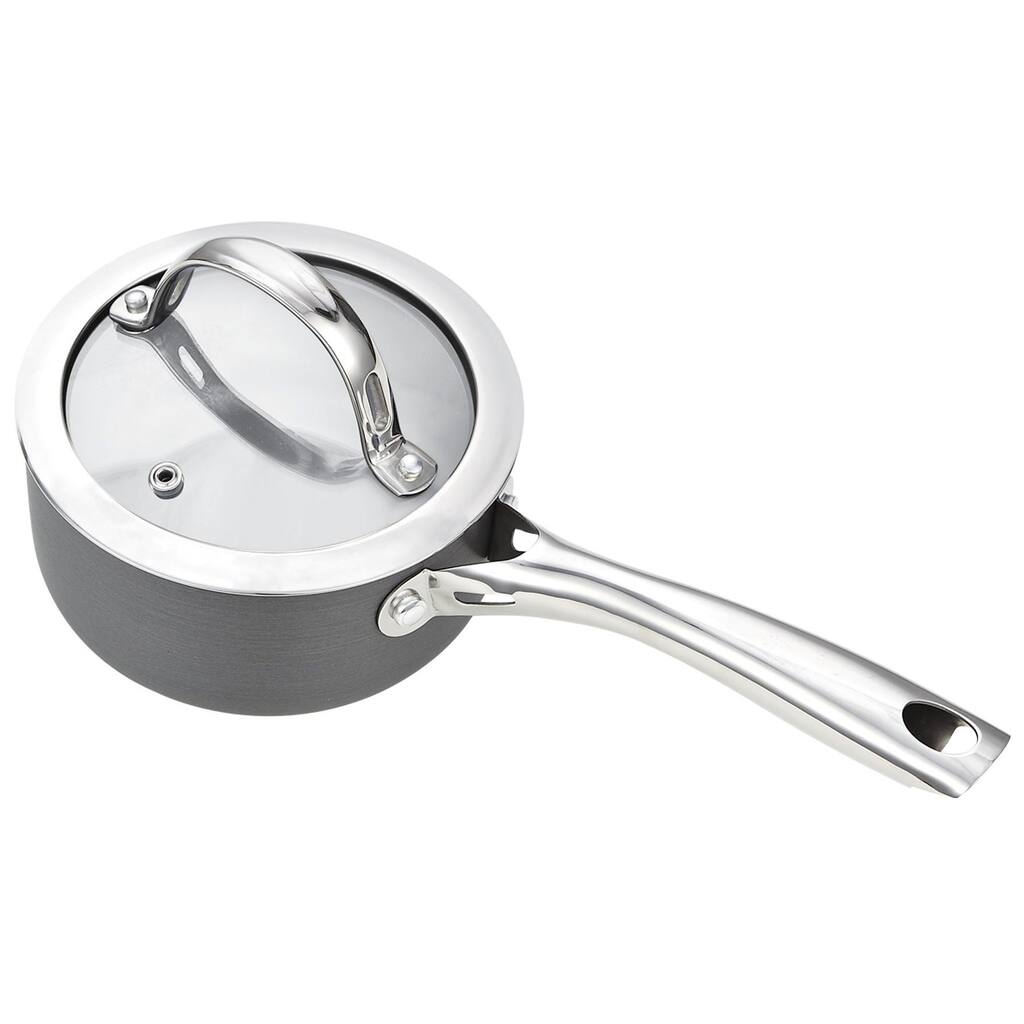 Cooks Standard 1-Quart Hard Anodized Nonstick Saucepan with Lid, Black