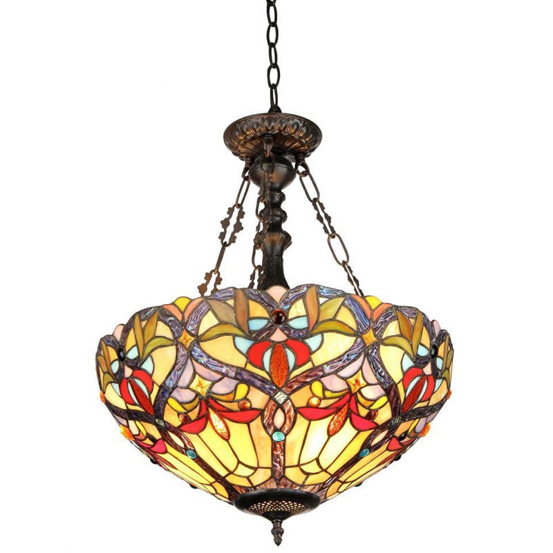 Tiffany Style Victorian 2 light Inverted Pendant