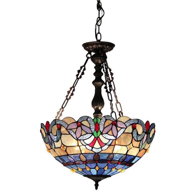 Tiffany Style Victorian 2 light Inverted Pendant