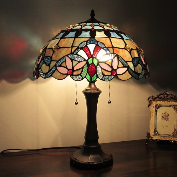 Mission Style 2-Light store Tiffany Stained Glass Table Lamp ** 2 Design Choices