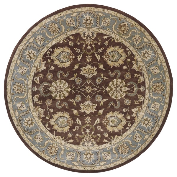 Hand-tufted Royal Taj Brown Wool Area Rug - 7'9" Round