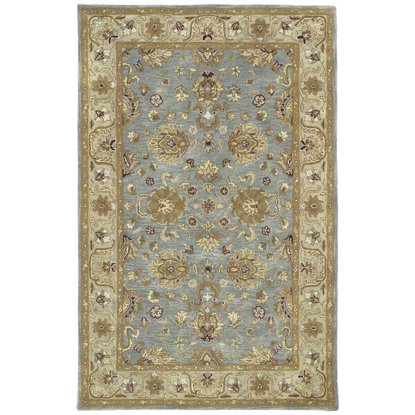 Hand-tufted Royal Taj Aqua Wool Rug - 5' x 7'9