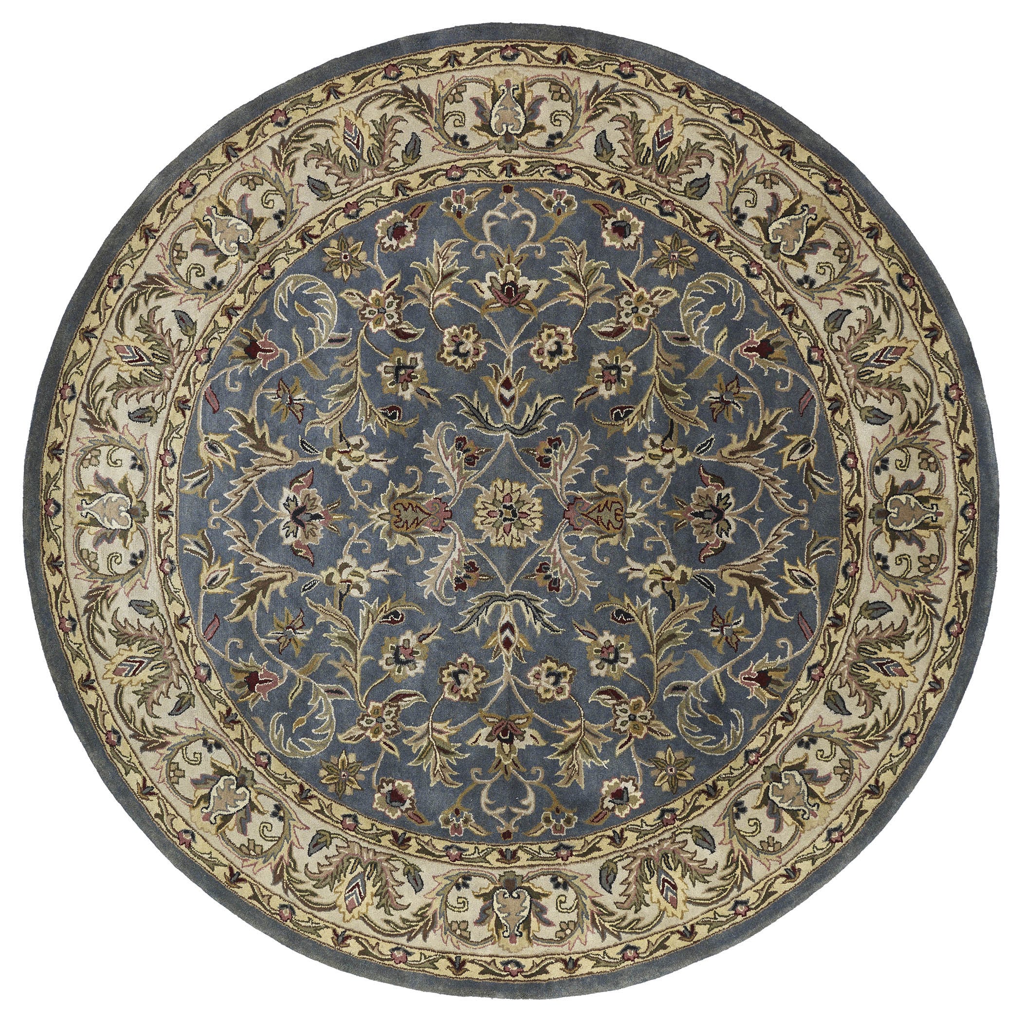 Hand tufted Royal Taj Blue Wool Rug (59 Round)