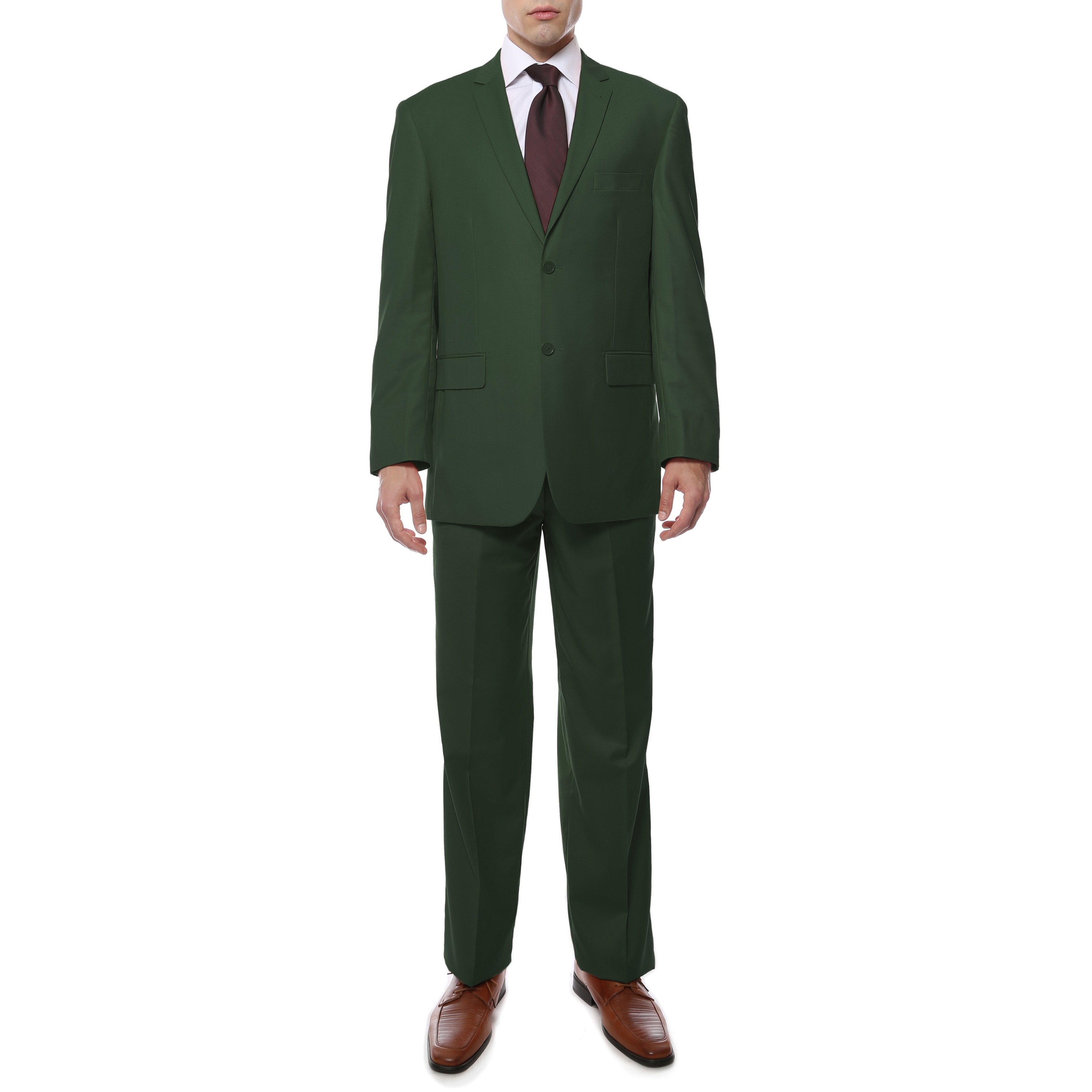 Ferrecci Ferrecci Mens Green 2 button Suit Green Size 50L