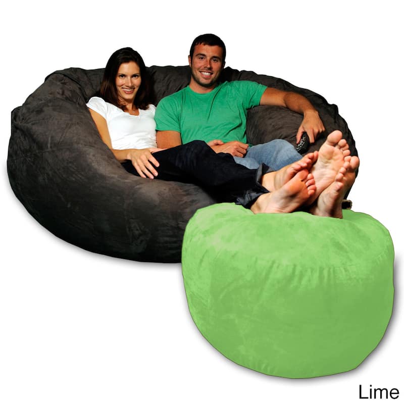 Memory Foam Ottoman Only, Soft and Comfy MicroSuede Bean Bag Ottoman for Adults and Kids - Lime Micro Suede