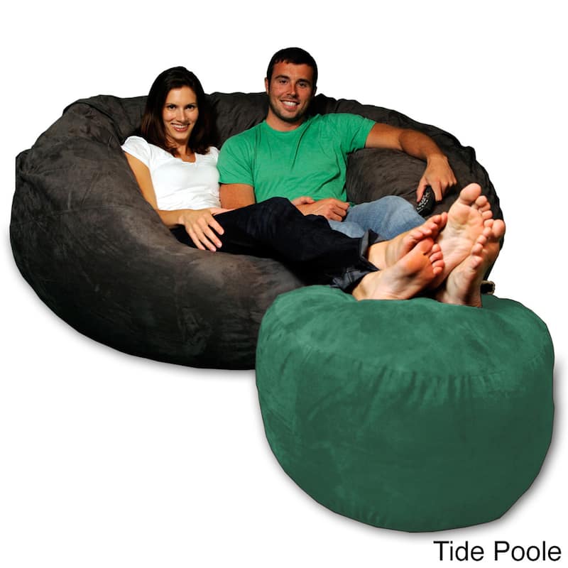 Memory Foam Ottoman Only, Soft and Comfy MicroSuede Bean Bag Ottoman for Adults and Kids - Tide Pool Micro Suede