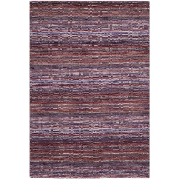 Shop Safavieh Handmade Himalaya Purple Wool Geometric Stripe Rug 4' x 6' On Sale Free