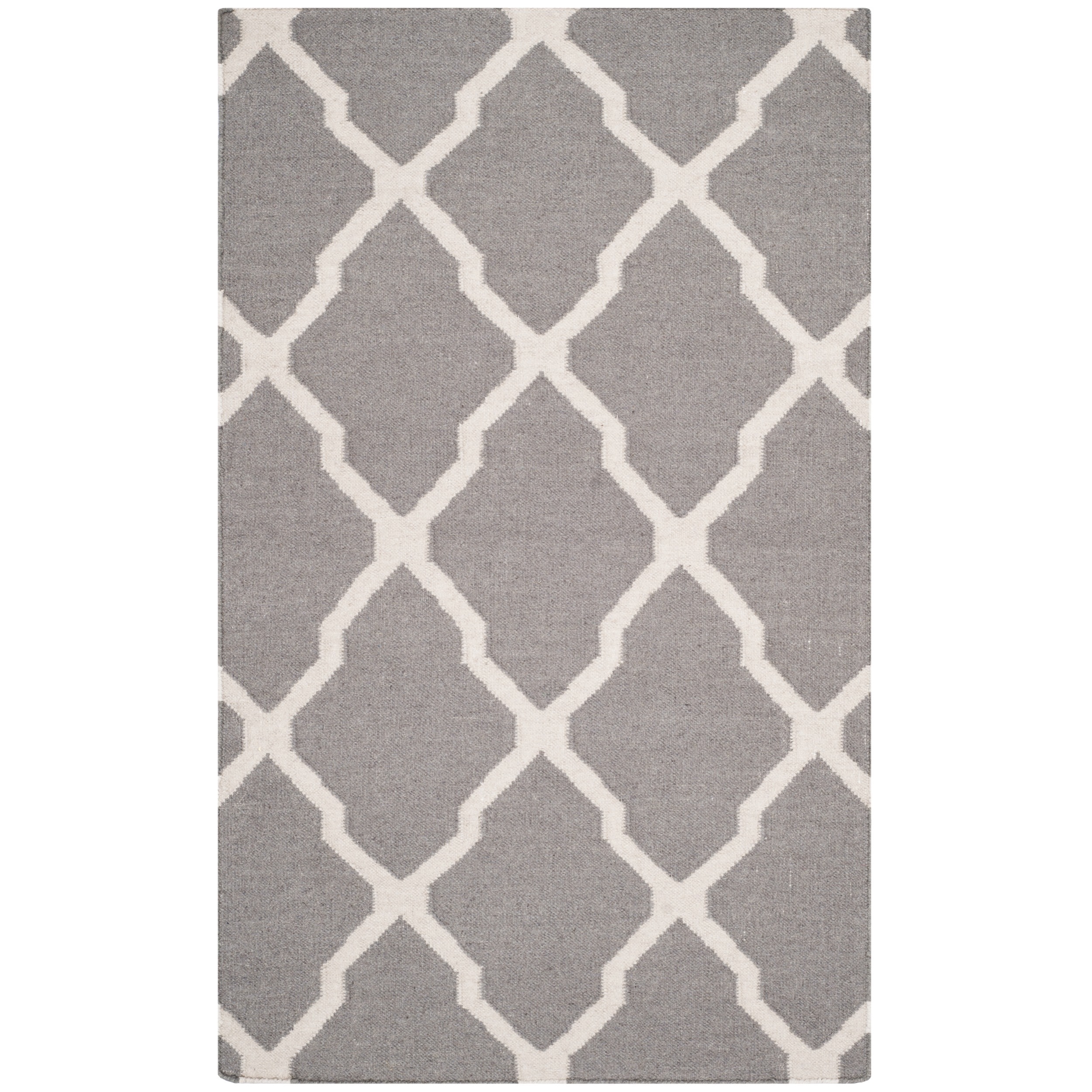 Safavieh Hand woven Moroccan Dhurries Dark Grey/ Ivory Wool Rug (3 X 5)