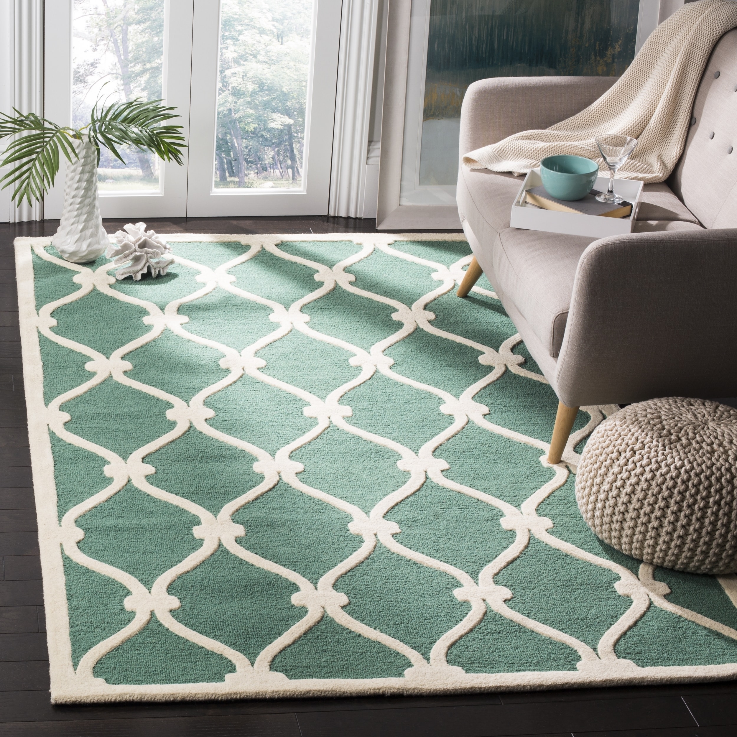 Safavieh Handmade Moroccan Cambridge Teal/ Ivory Wool Rug (3 X 5)