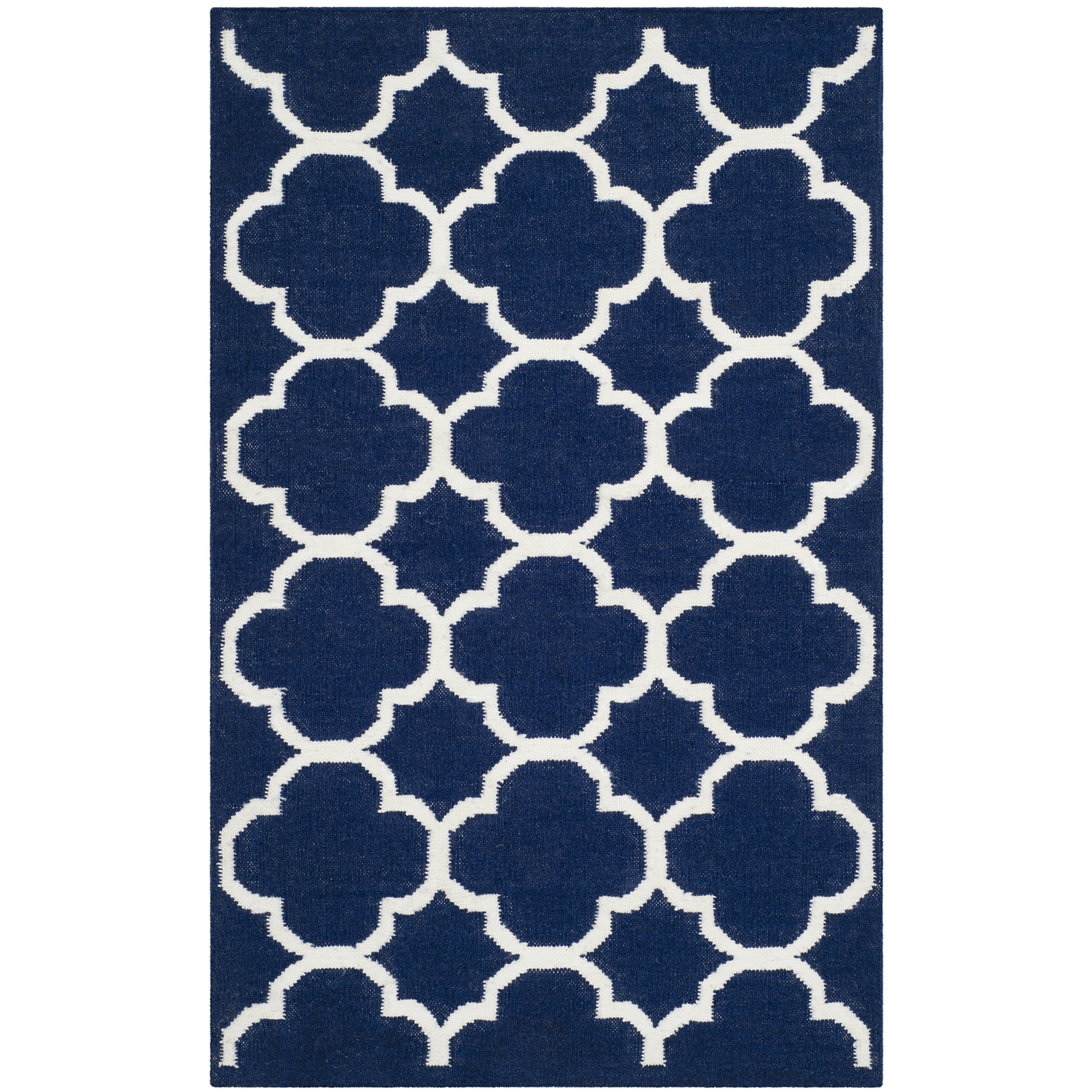 Safavieh Hand woven Moroccan Dhurries Navy/ Ivory Wool/ Viscose Rug (26 X 4)