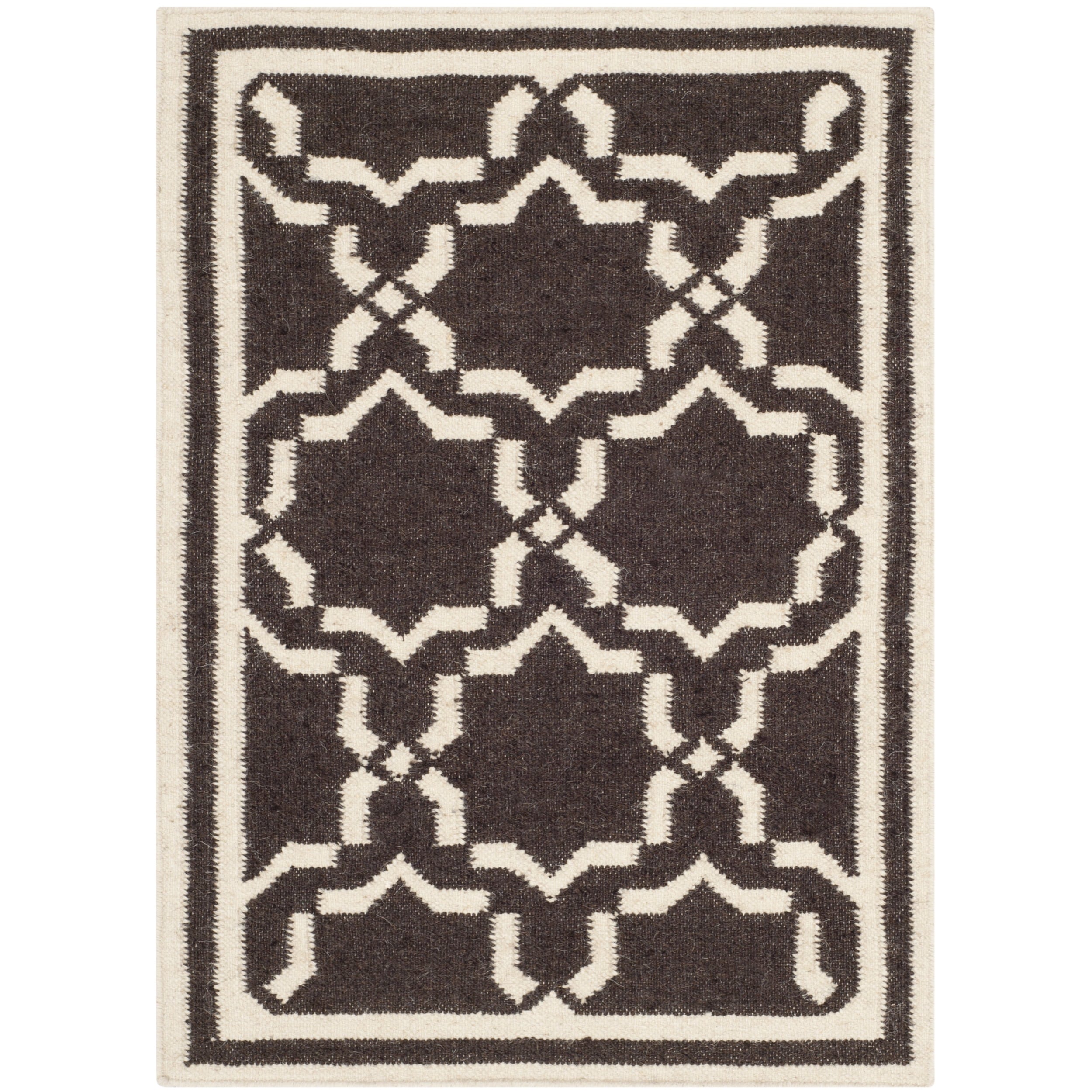 Safavieh Hand woven Moroccan Dhurries Chocolate/ Ivory Wool Rug (2 X 3)