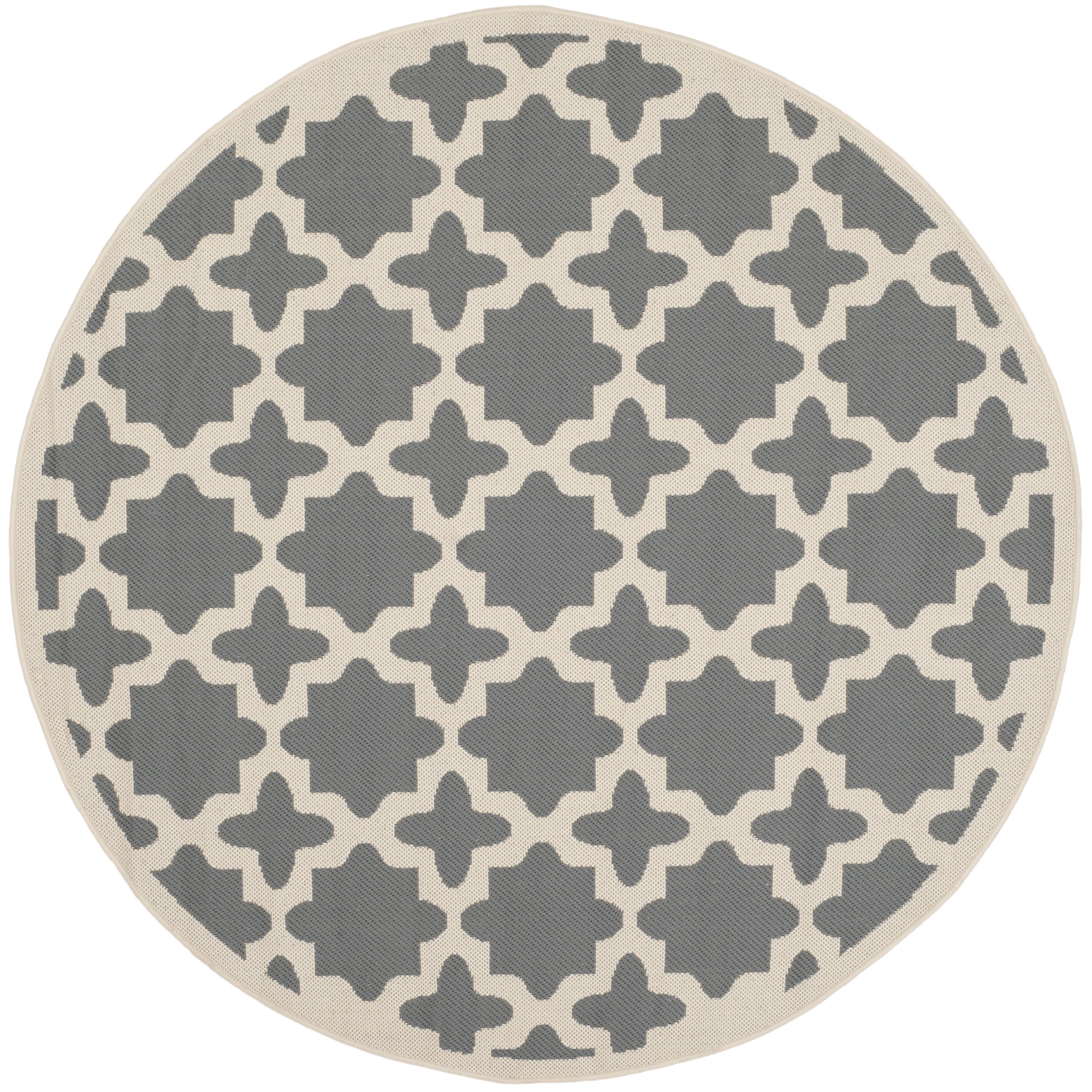 Safavieh Indoor/ Outdoor Courtyard Anthracite/ Beige Rug (4 Round)