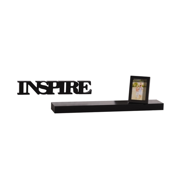 Mellanco Black Shelf Photo Frame and Inspire Word 3 piece Set