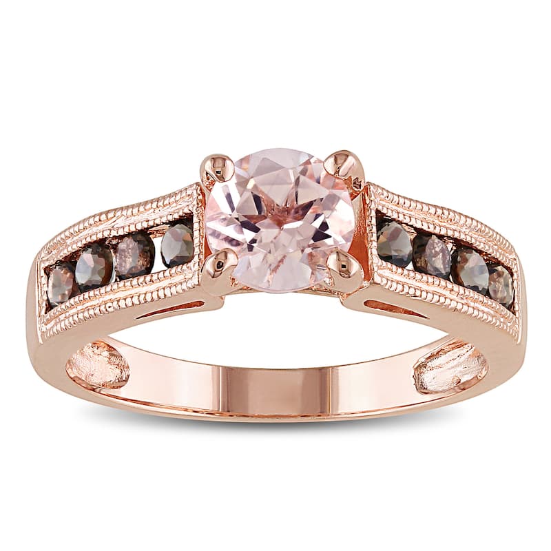 Miadora 1 1/4ct Morganite and Smokey Quartz Ring in Rose Silver