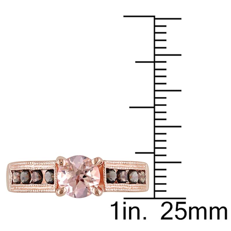 Miadora 1 1/4ct Morganite and Smokey Quartz Ring in Rose Silver
