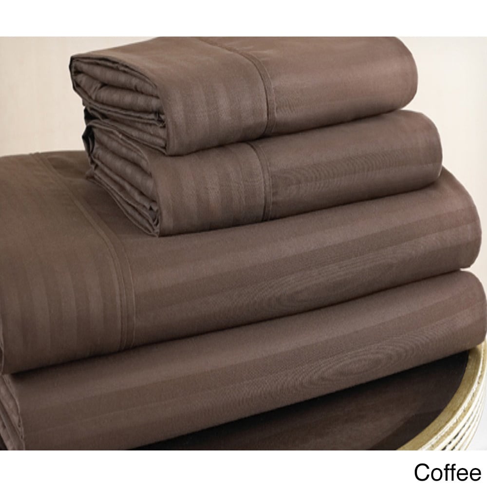 Hotel Cotton Sateen Luxury 300 Thread Count 4 piece Sheet Set Brown Size King