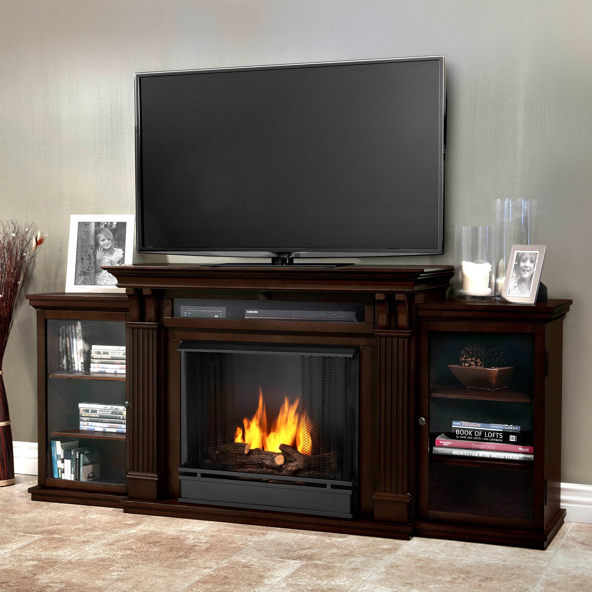 Real Flame Ashley Dark Walnut Gel Fireplace Entertainment Center