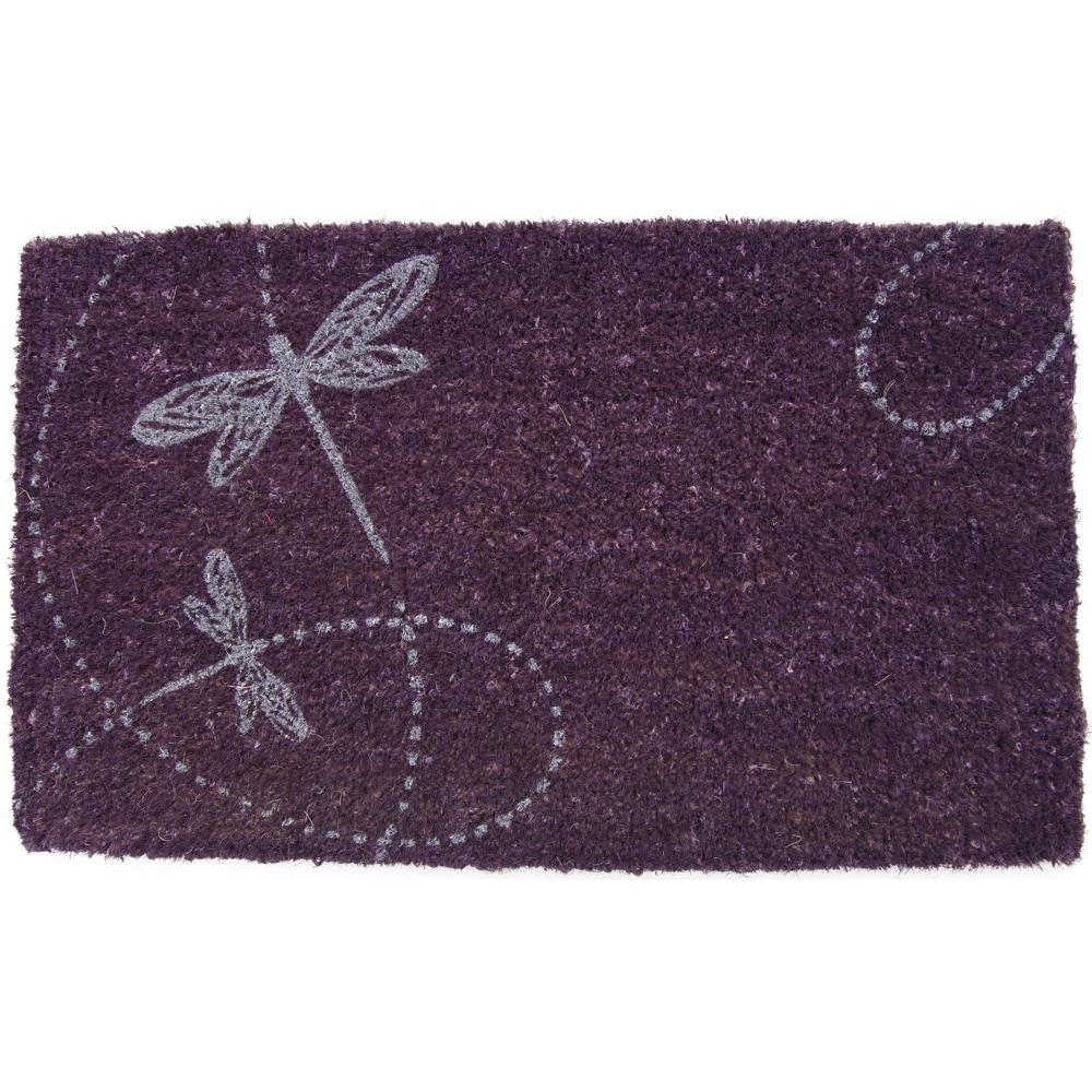 Dragonflies Purple Coir Doormat (17x28 inch)