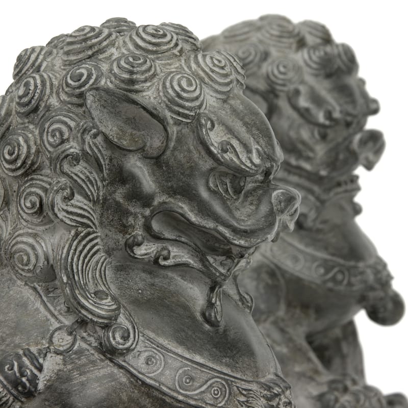 Set of 2 Handmade Sitting 9-inch Foo Dog Statues (China)