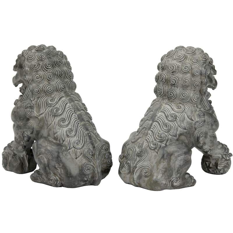 Set of 2 Handmade Sitting 9-inch Foo Dog Statues (China)