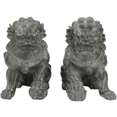 Handmade 9" Sitting Foo Dog Statue, Set of 2