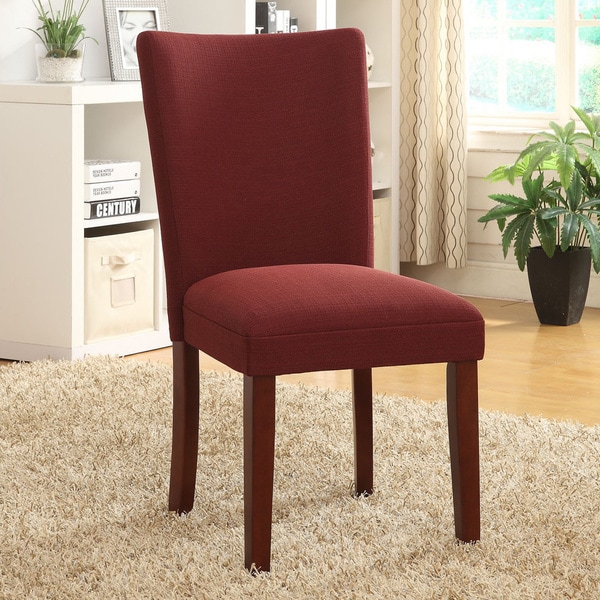 HomePop Dark Burgundy Cordovan Textured Parson Dining Chair (Set of 2
