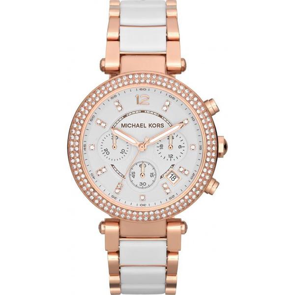 Michael Kors Womens MK5774 Parker Chronograph Rose Goldtone White