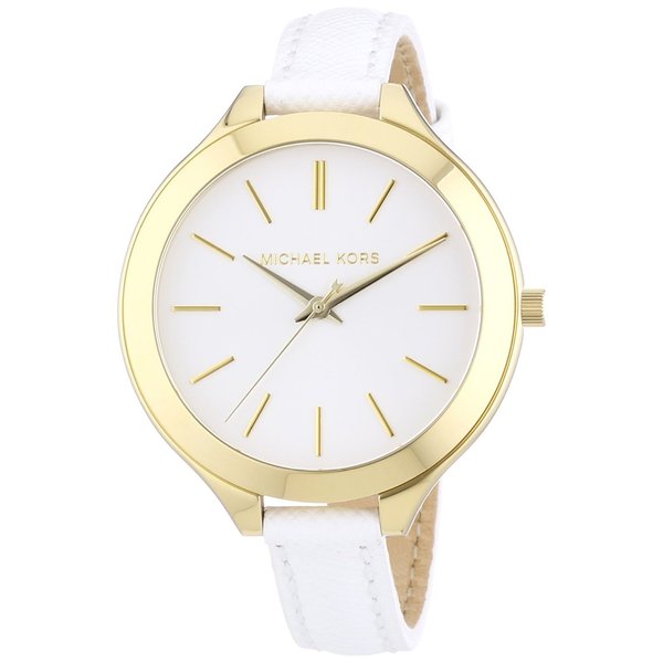 Shop Michael Kors Women's Slim Runaway White Leather Watch - Free ...