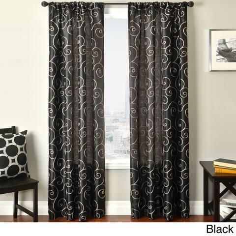 Softline Bay Scroll Embroidered Rod Pocket Sheer Curtain Panel