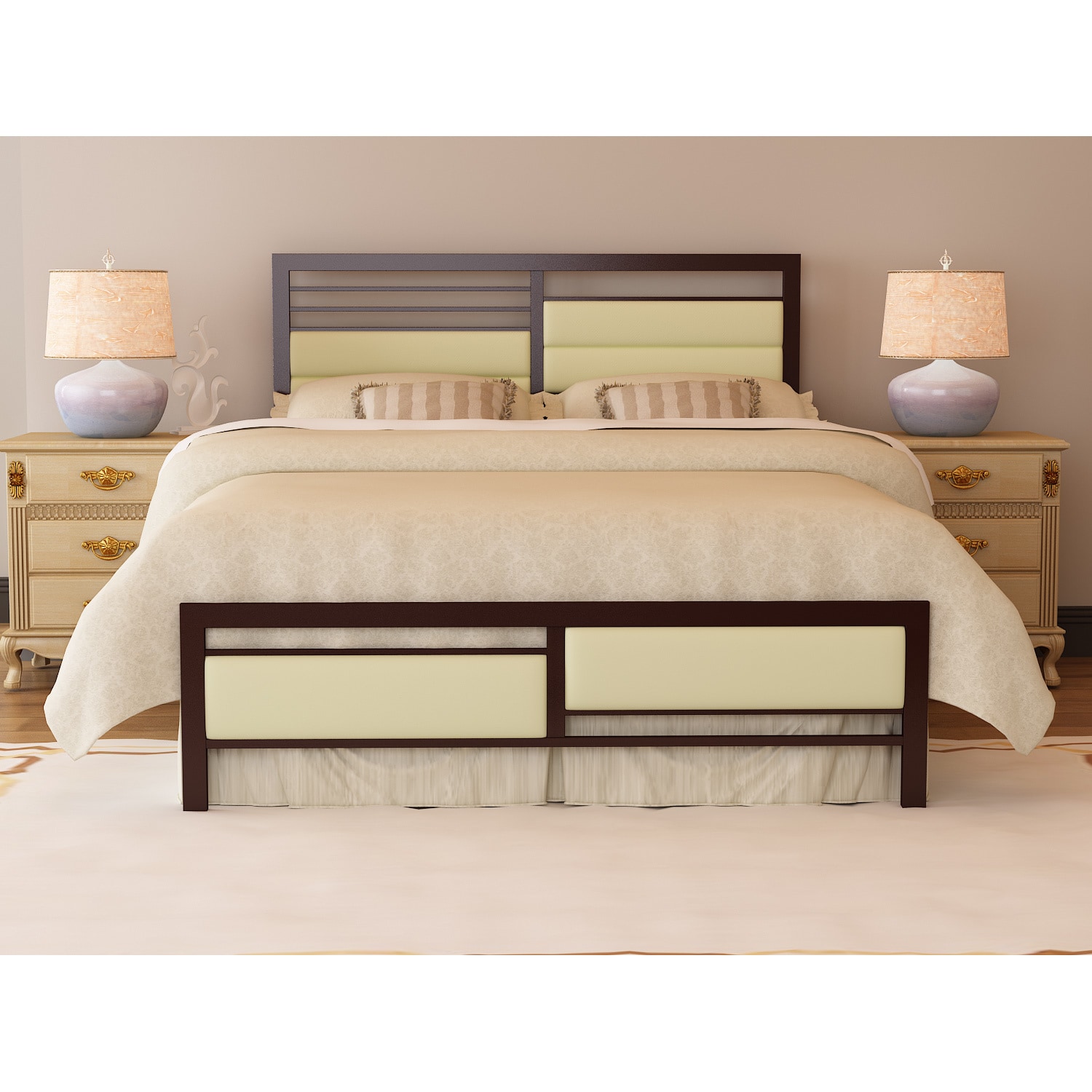 * Geneva Upholstered Queen size Bed Beige Size Queen