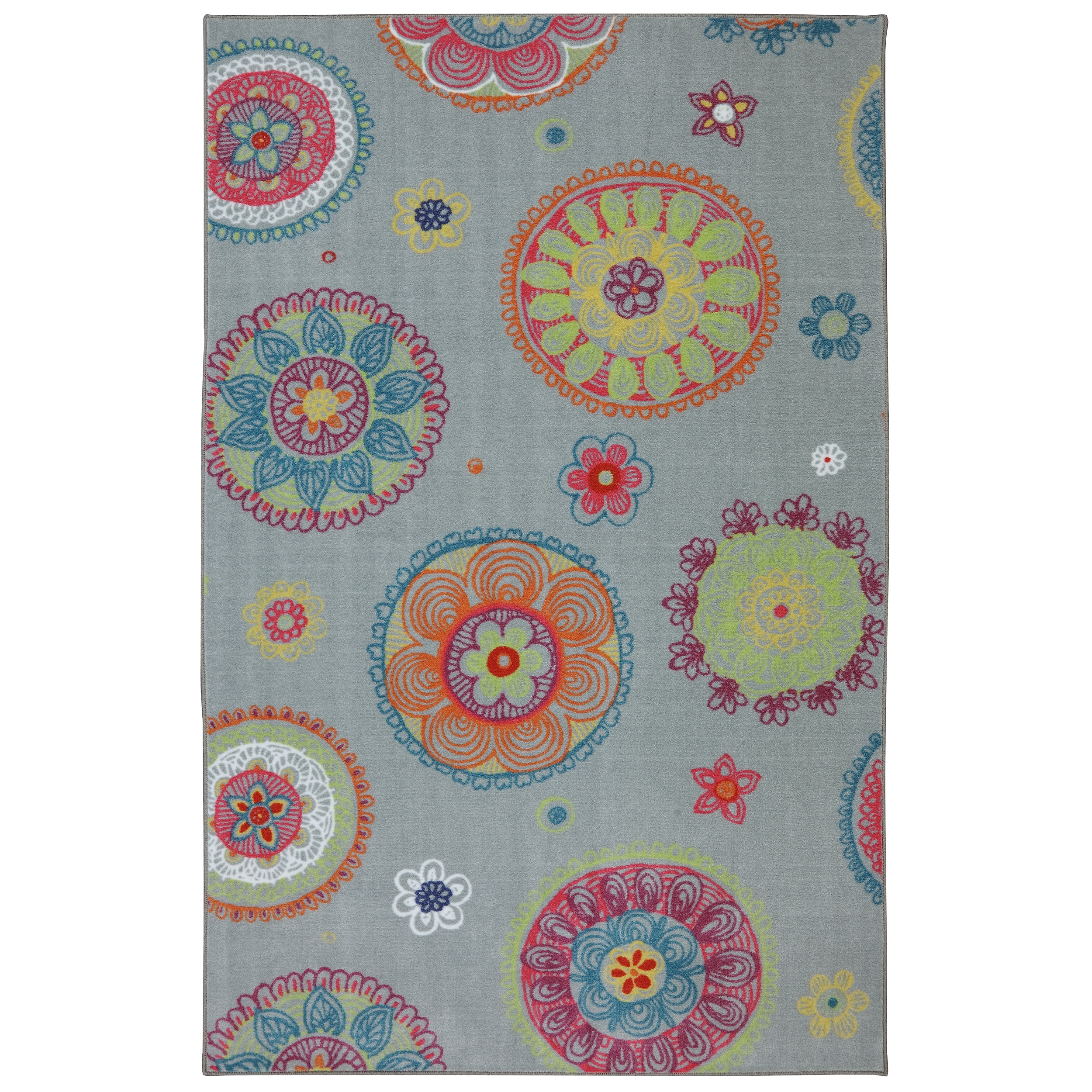 Kids Medallion Gray Nylon Rug (8 X 10)