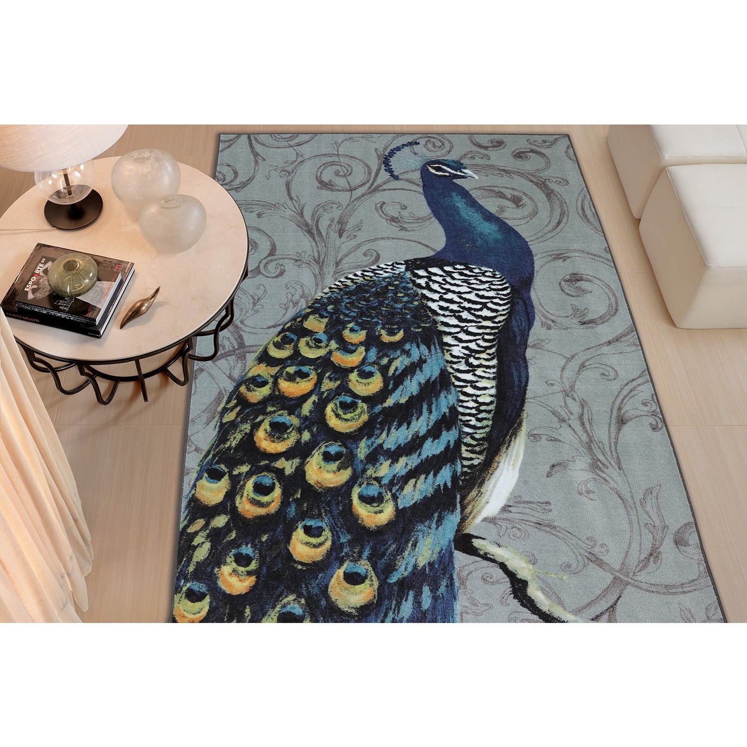 Peacock Feathers Multi Nylon Rug (5 X 8)