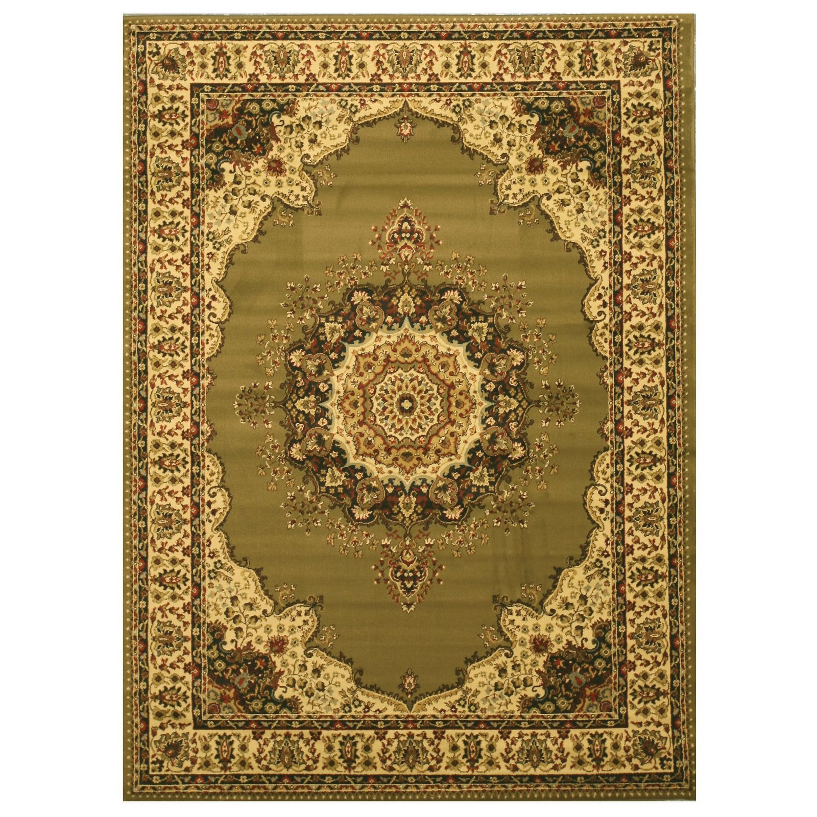 Eorc Green Medallion Tabriz Rug (53 X 73)