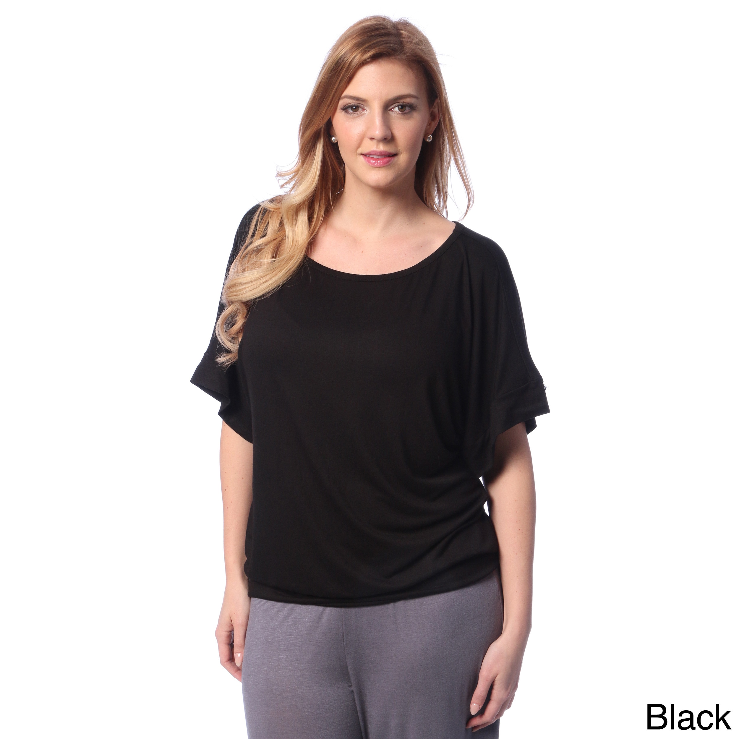 24/7 Comfort Apparel Womens Plus Size Dolman Sleeve Casual Top